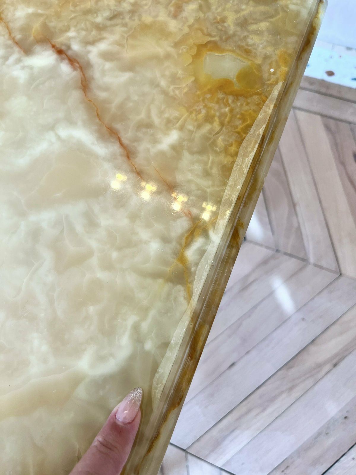 455.0 Hollywood Regency Style Italian 1960's Onyx And Brass Coffee Table photo