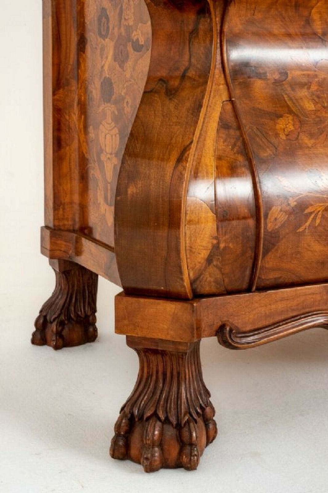 Dutch Marquetry Bookcase Cabinet Bombe Inlay photo buy