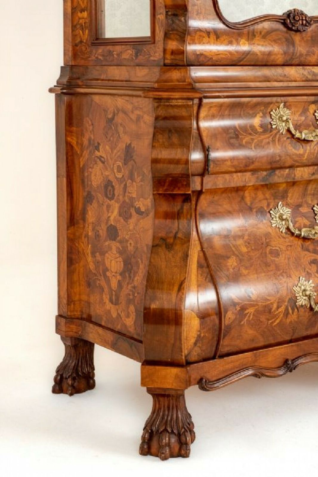 photo furniture Dutch Marquetry Bookcase Cabinet Bombe Inlay