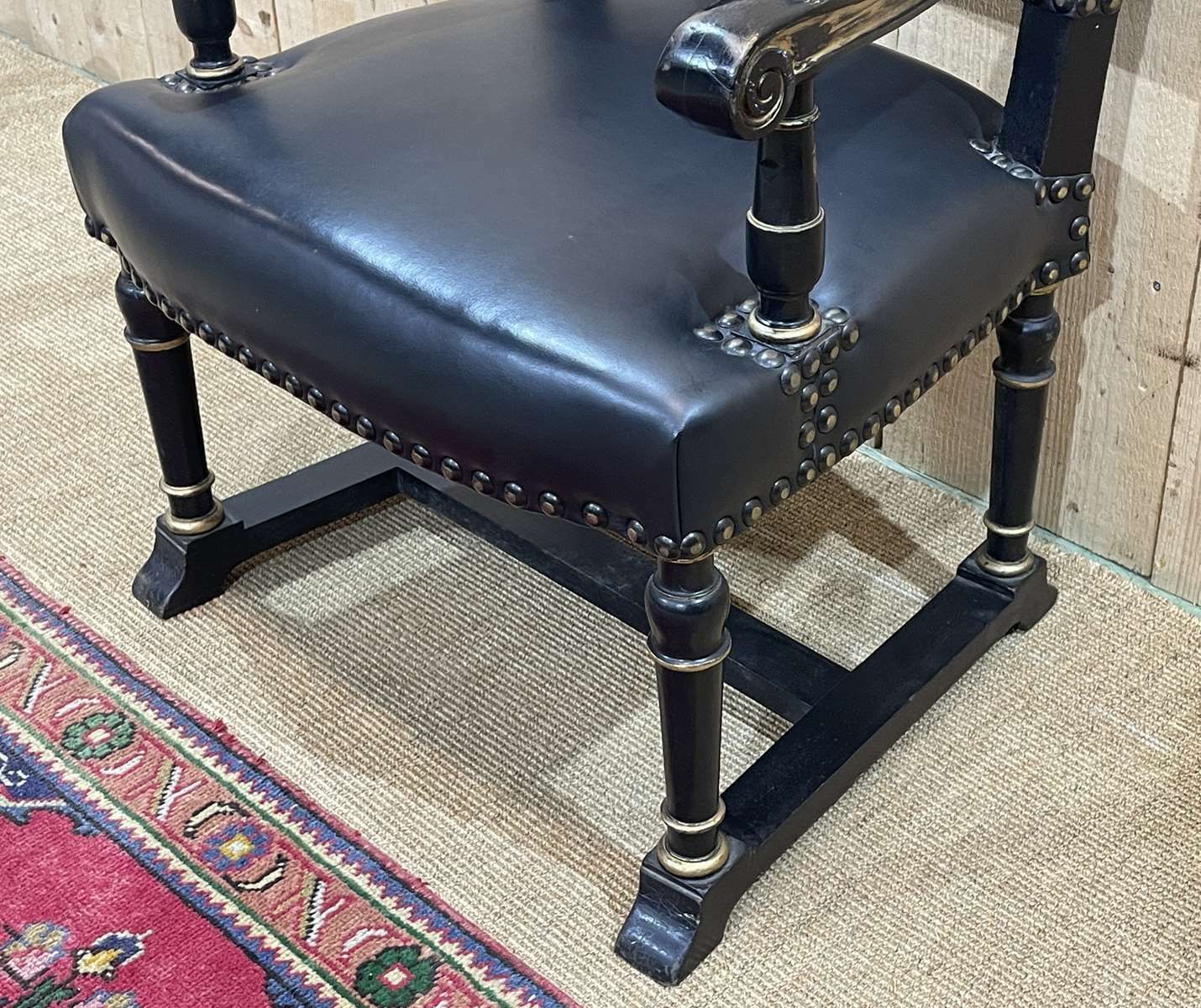 English Armchair From The 1950s In Blackened Wood photo 680.0