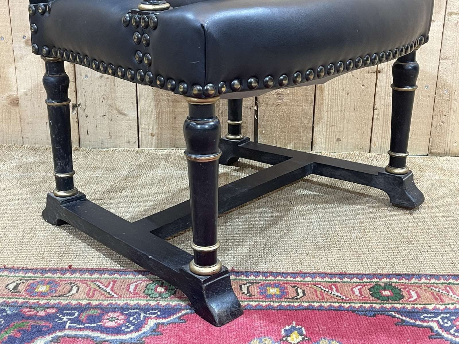 English Armchair From The 1950s In Blackened Wood photo vintage