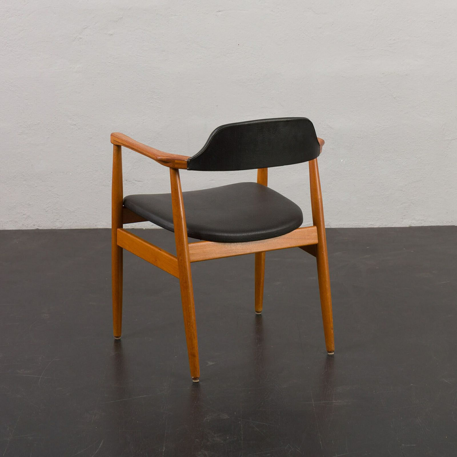 Solid Teak Chair In Black Vinyl Fabric The Style Of Erik Kirkegaard, Denmark, 1950s photo furniture