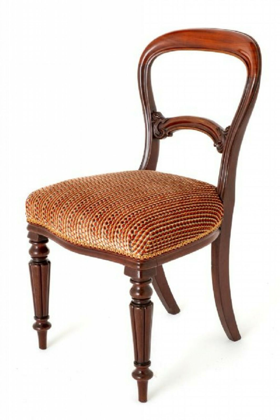 Set Victorian Balloon Back Dining Chairs Mahogany 1850 photo Furniture