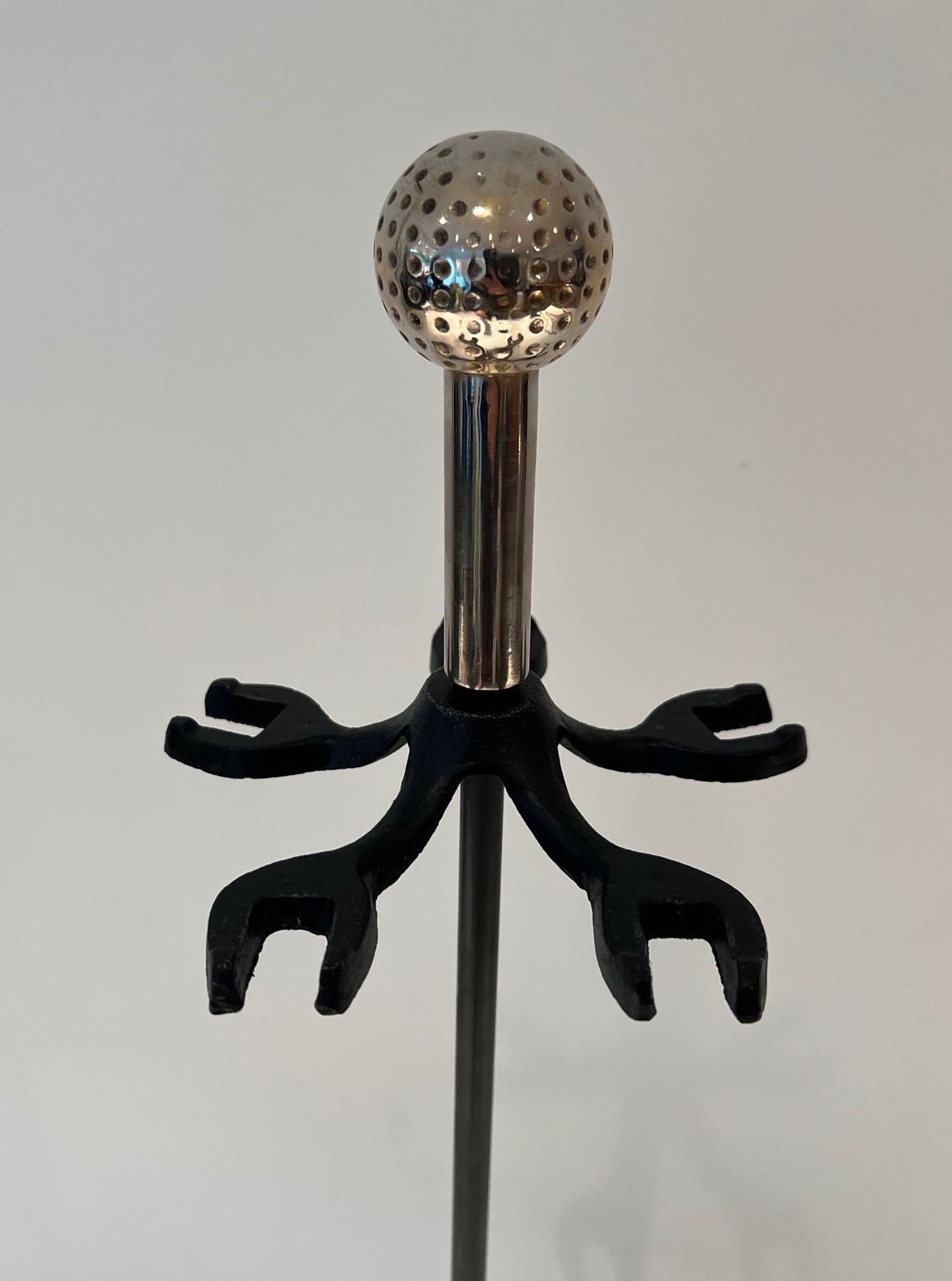 photo vinterior “Golf” Model Fire Kit In Black Lacquered Metal And Chromed Brass