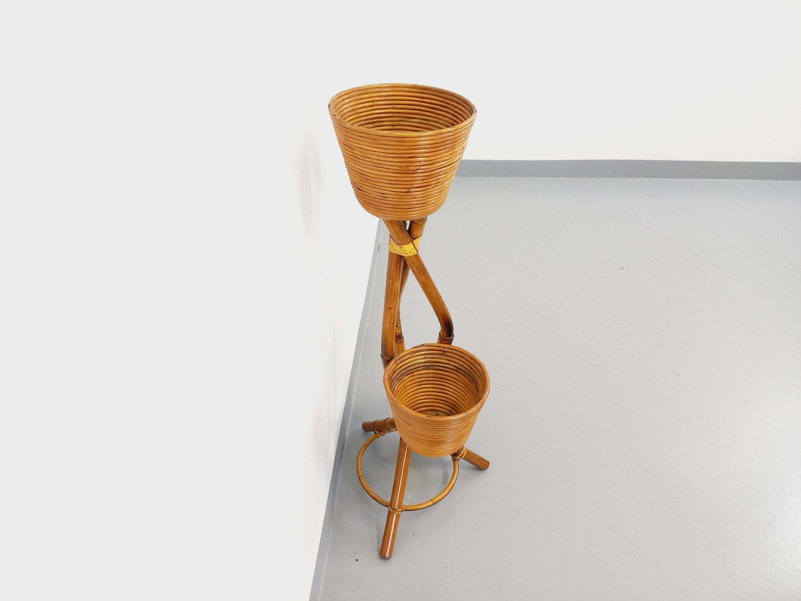 Rattan Tripod Plant Holder, 1960s photo Home Decor