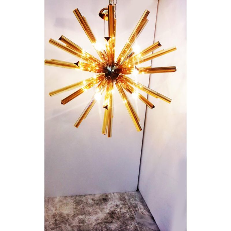 Contemporary Sputnik Amber “Triedro” Murano Glass Chandelier photo 8550.0
