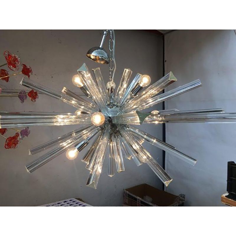Murano Glass Oval Murano Glass Triedro Sputnik Chandelier photo vintage