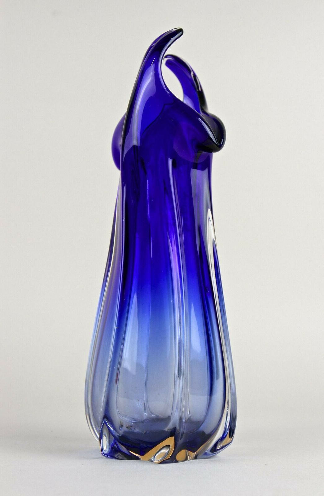 Contemporary Dark Blue Murano Glass Vase, Italy Circa 1970 photo vintage