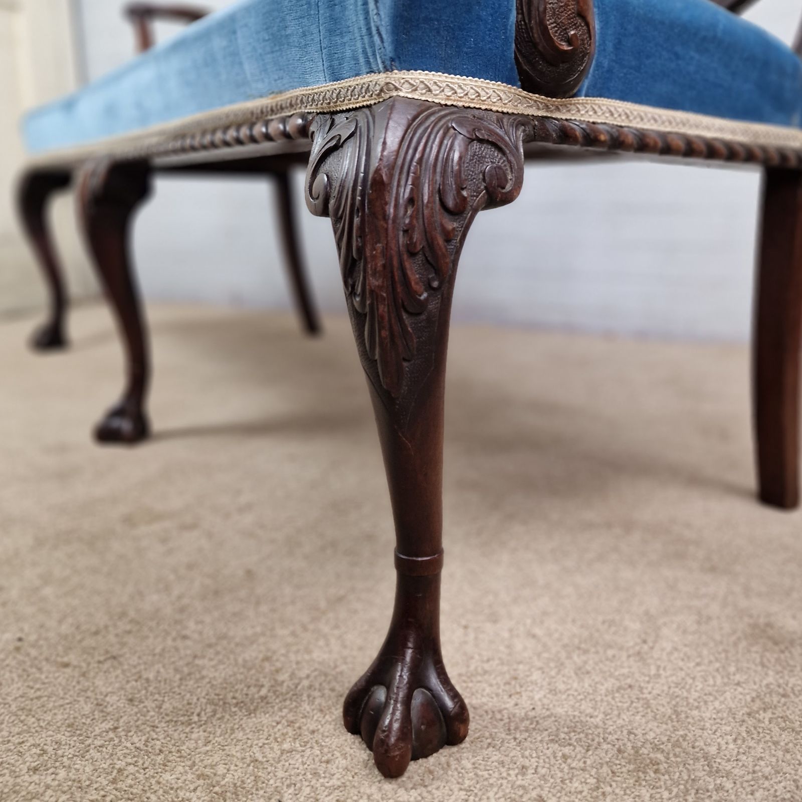 photo for sale Original Victorian Sheraton Style Three Seat Sofa / Settee
