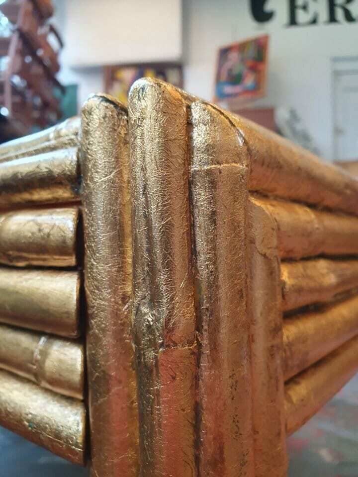 1970's French Faux Bamboo Gilt/Gold Leaf Coffee Table. photo vinterior