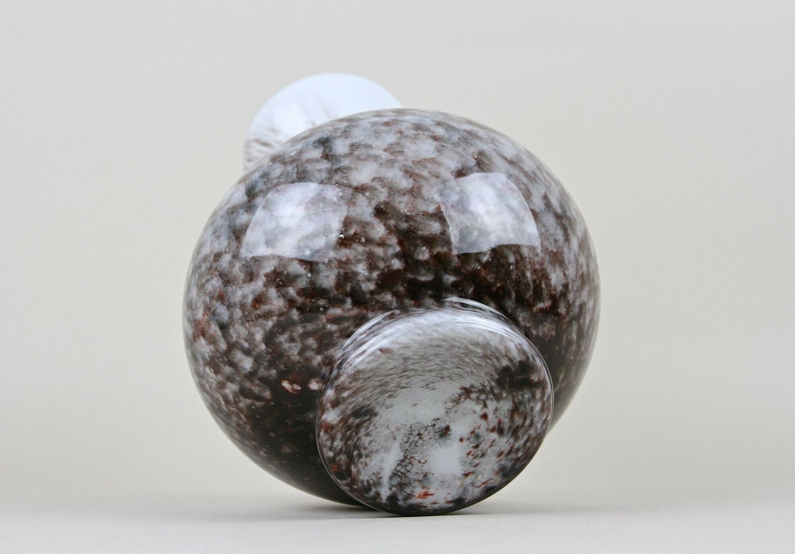 480.0 Bulbous Murano Glass Vase With Brown, Grey & Black Tones, Italy Circa 1970 photo