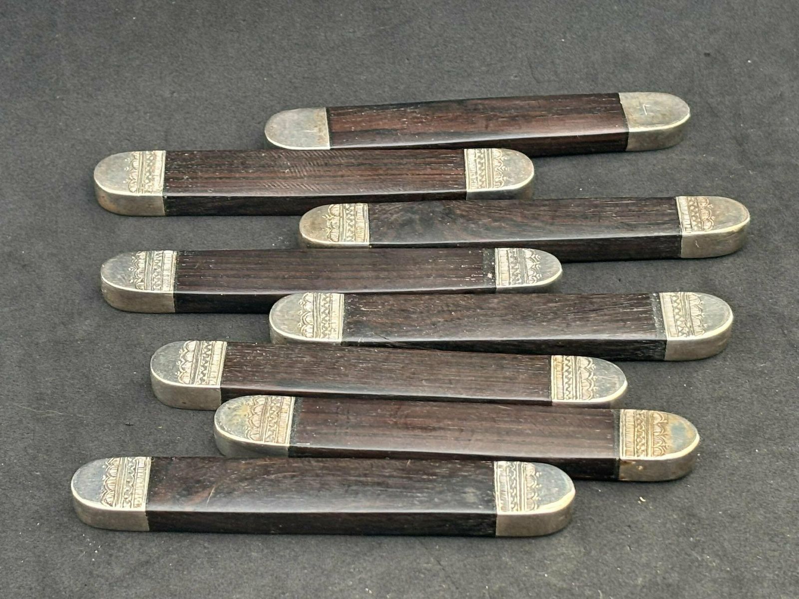 Knife Rest Set 8 Tuareg Silver Tribal Berber Nomadic African Art Authentic Handmade Decor Wooden Silver Art Collector Wedding Gift Unique photo 191.0