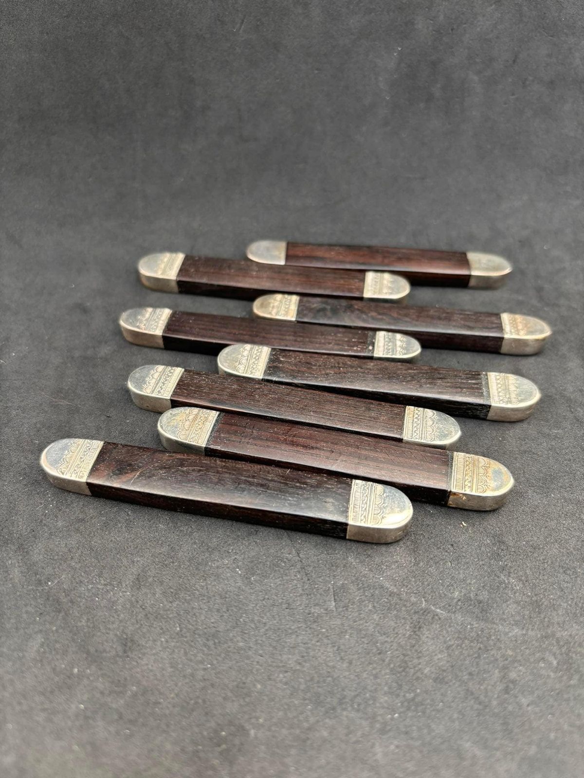 photo for sale Knife Rest Set 8 Tuareg Silver Tribal Berber Nomadic African Art Authentic Handmade Decor Wooden Silver Art Collector Wedding Gift Unique