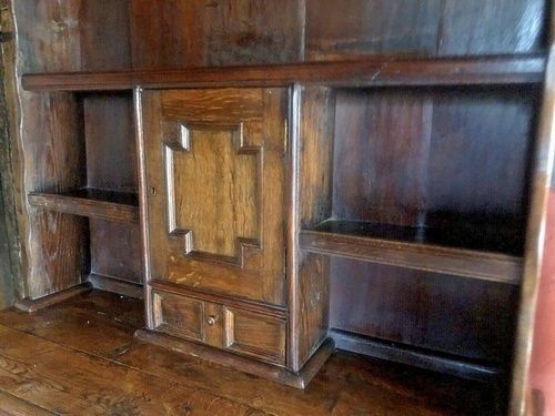Antique Oak Rustic Farmhouse Kitchen Console Table Jacobean Revival Sideboard Dresser Plate Rack Early 1900's photo 599.0