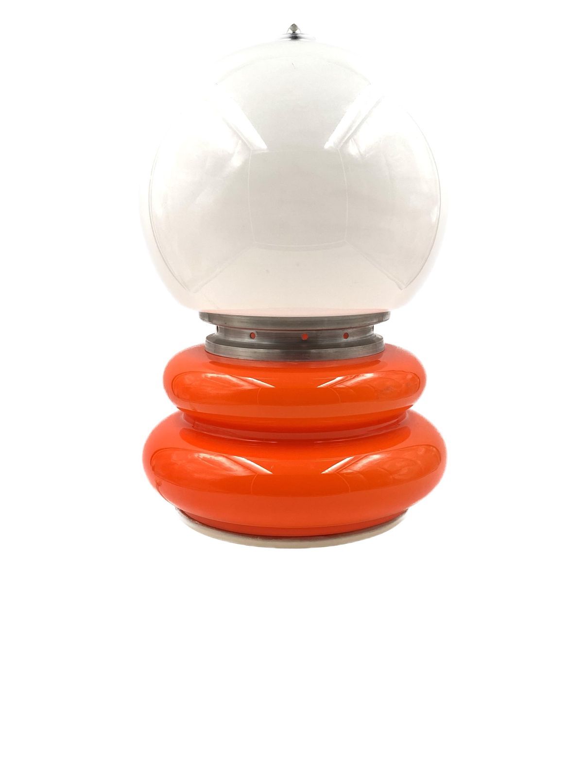 photo vinterior Carlo Nason, Space Age Orange Murano Glass Table Lamp, Av Mazzega, 1970s