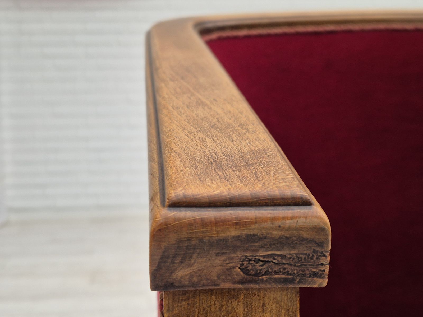 Ca. Jaren 1950, Deense Fauteuil, Staat Zoals Gevonden, Meubelvelours, Beukenhout. photo 1250.0