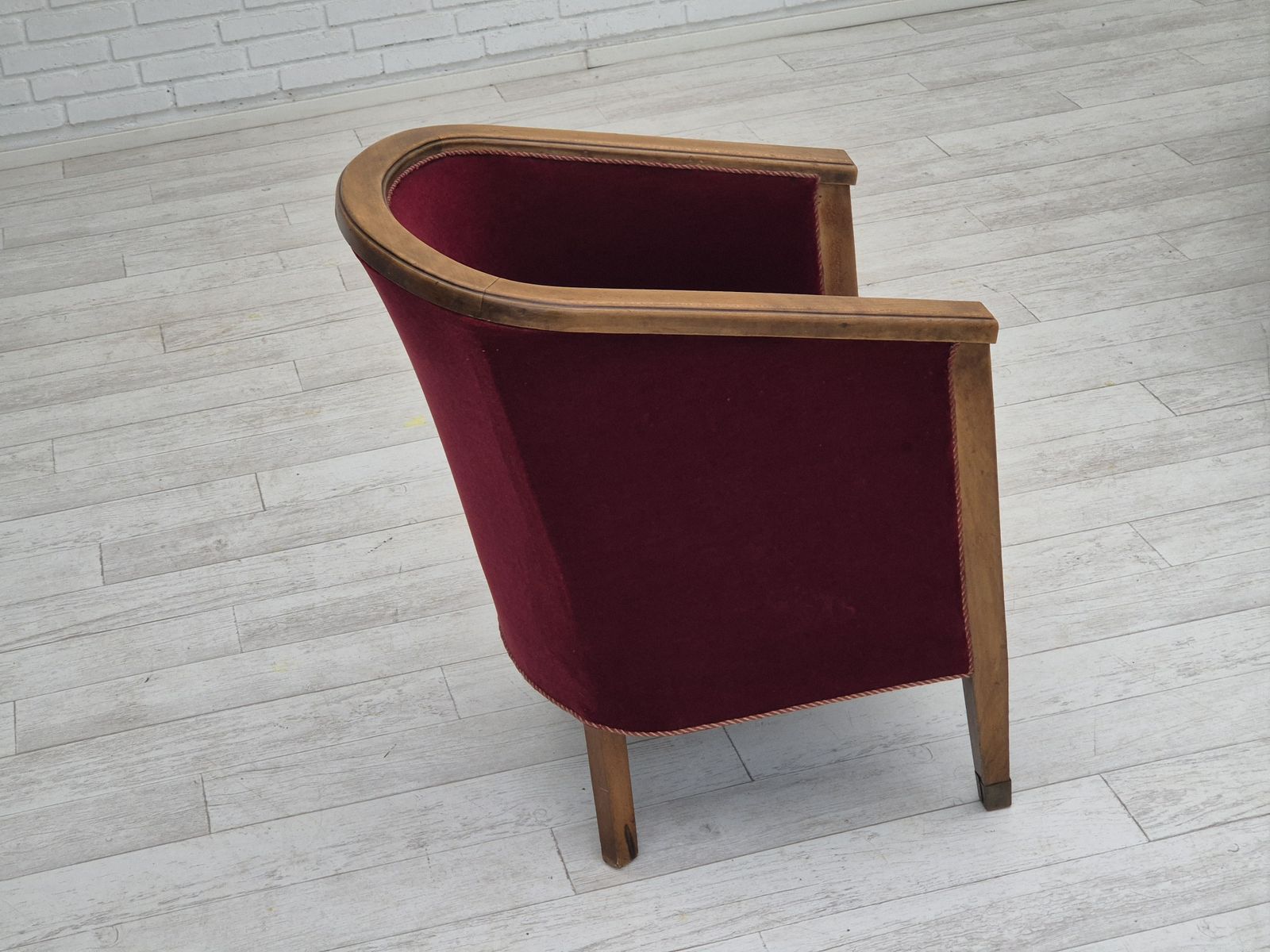 photo furniture 1950s, Danish Armchair, Original Condition, Furniture Velour, Beech Wood.