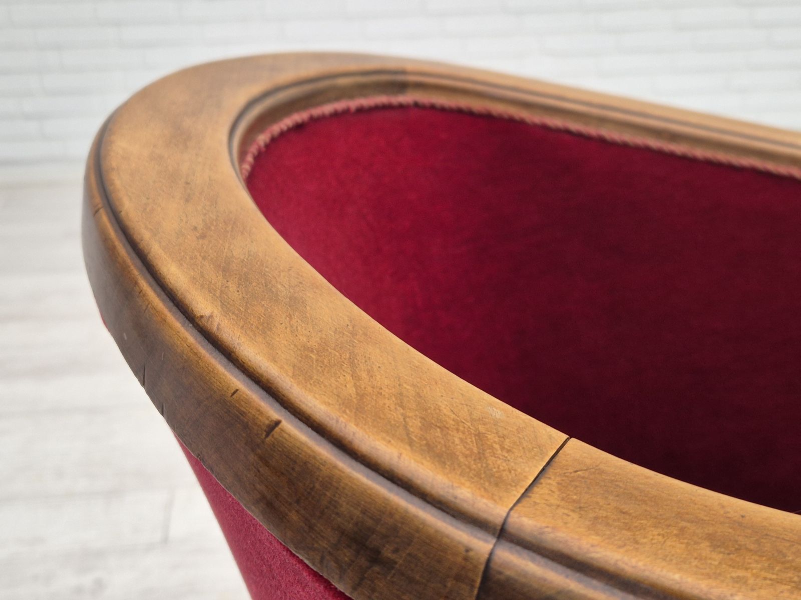 photo for sale Ca. Jaren 1950, Deense Fauteuil, Staat Zoals Gevonden, Meubelvelours, Beukenhout.