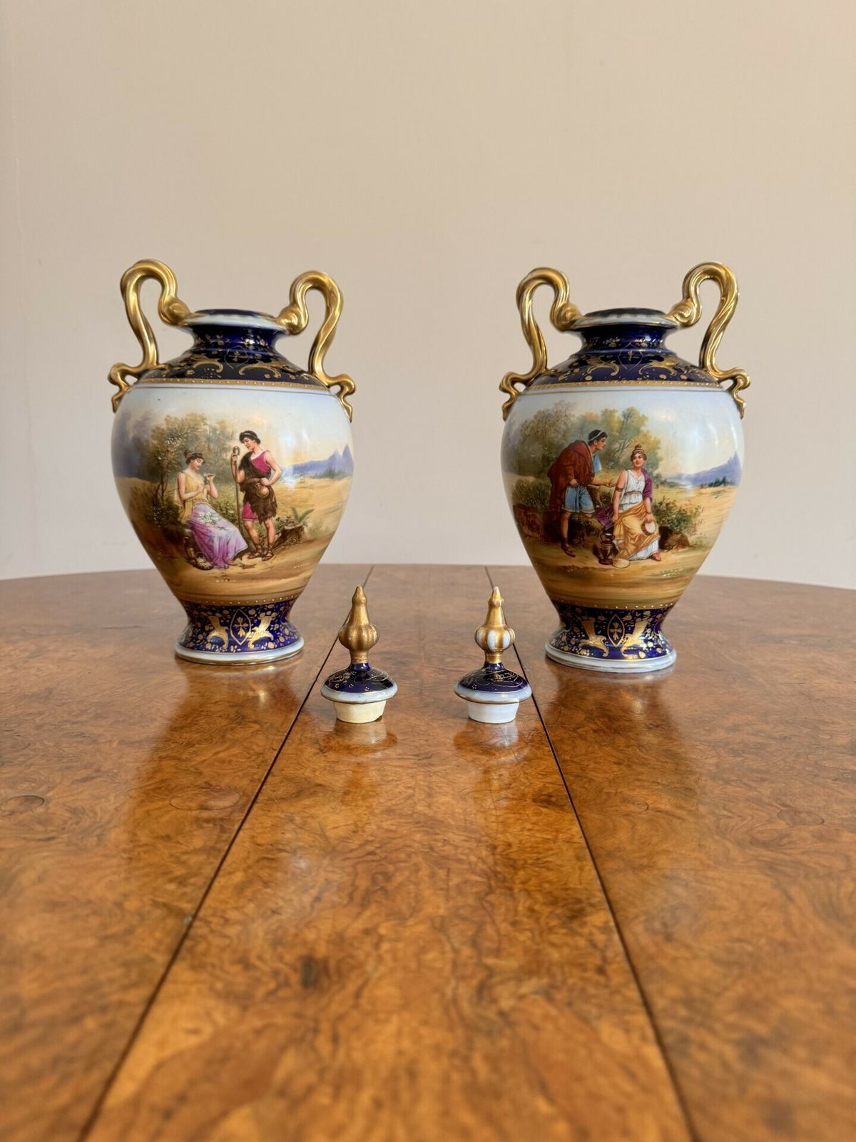 Fine Quality Antique Royal Vienna Vase Garniture photo for sale