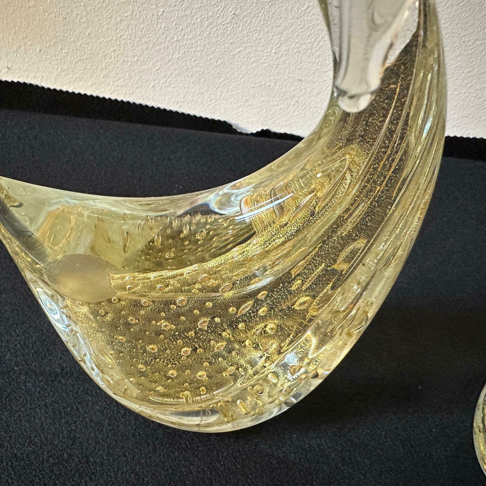 Two 1960s Modernist Clear And Gold Murano Glass Sculptures Of Swan photo 1089.0