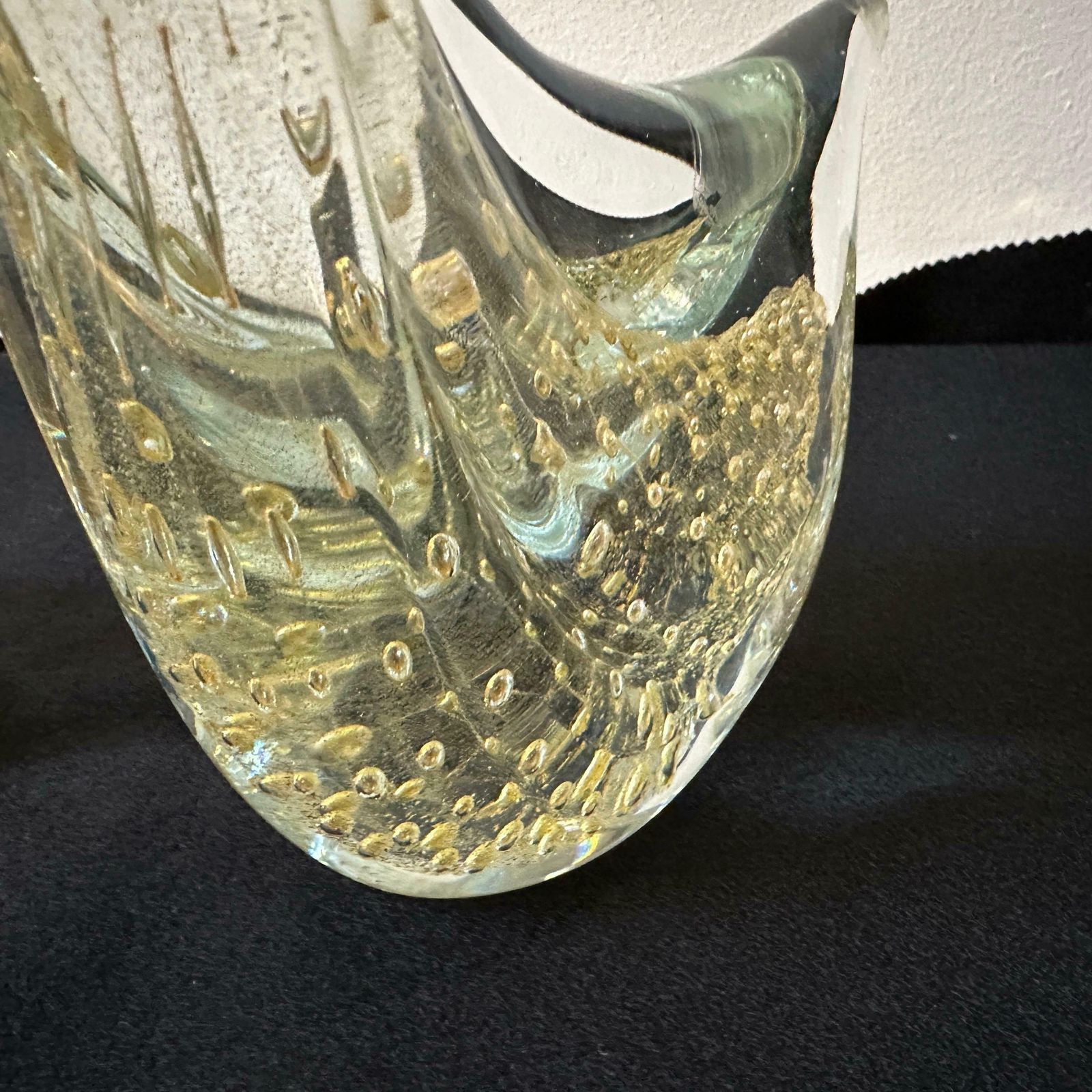 Two 1960s Modernist Clear And Gold Murano Glass Sculptures Of Swan photo vinterior