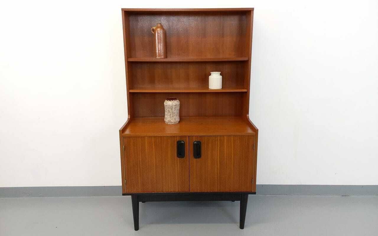 photo vinterior Bibliothèque scandinave en teck et bois laqué noir