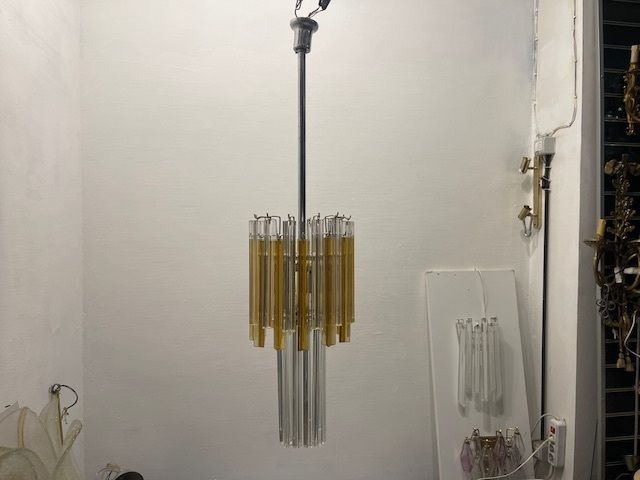 Murano Glass Trilobi Chandelier By Venini 1970’s photo buy