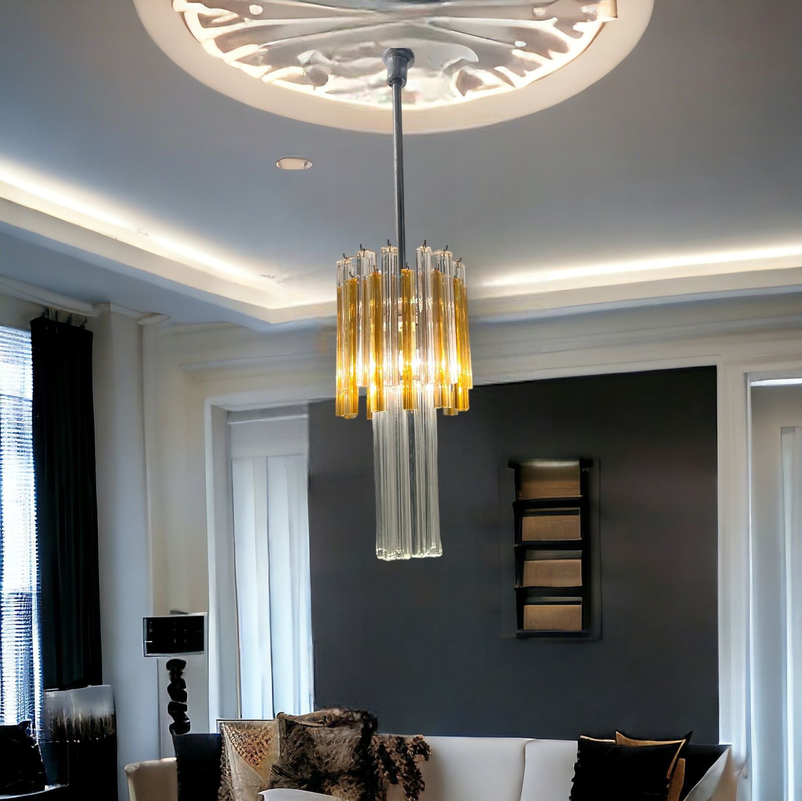 photo furniture Murano Glass Trilobi Chandelier By Venini 1970’s