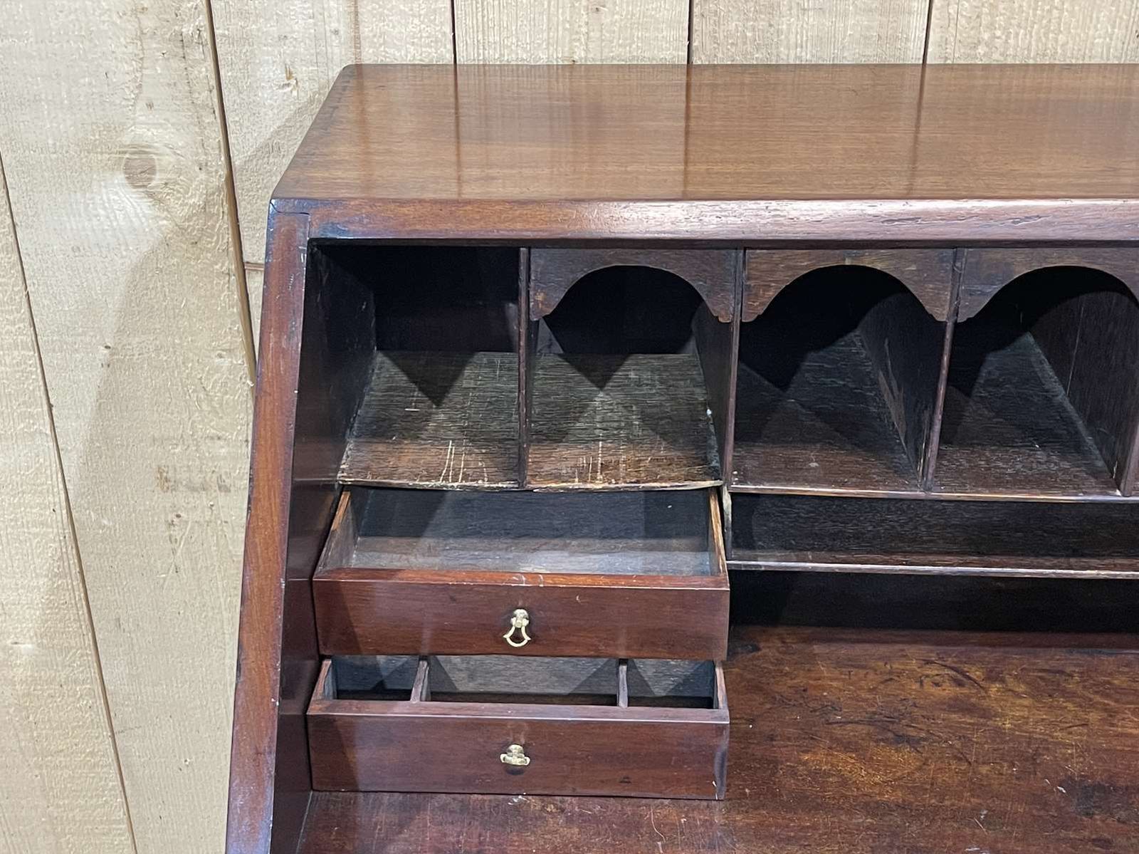 19th Century Georgian English Donkey Back Secretary In Mahogany And Oak photo furniture