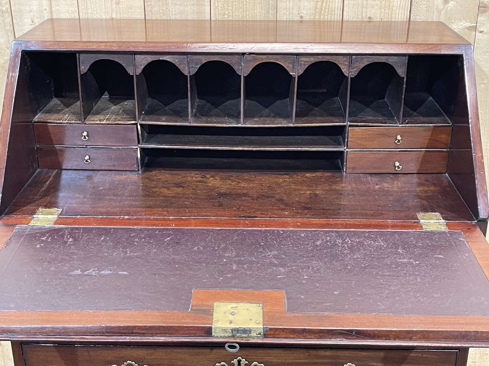 19th Century Georgian English Donkey Back Secretary In Mahogany And Oak photo for sale