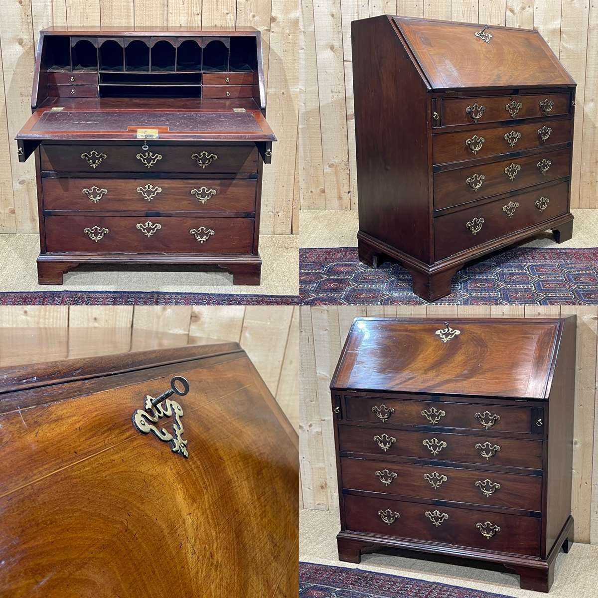 19th Century Georgian English Donkey Back Secretary In Mahogany And Oak