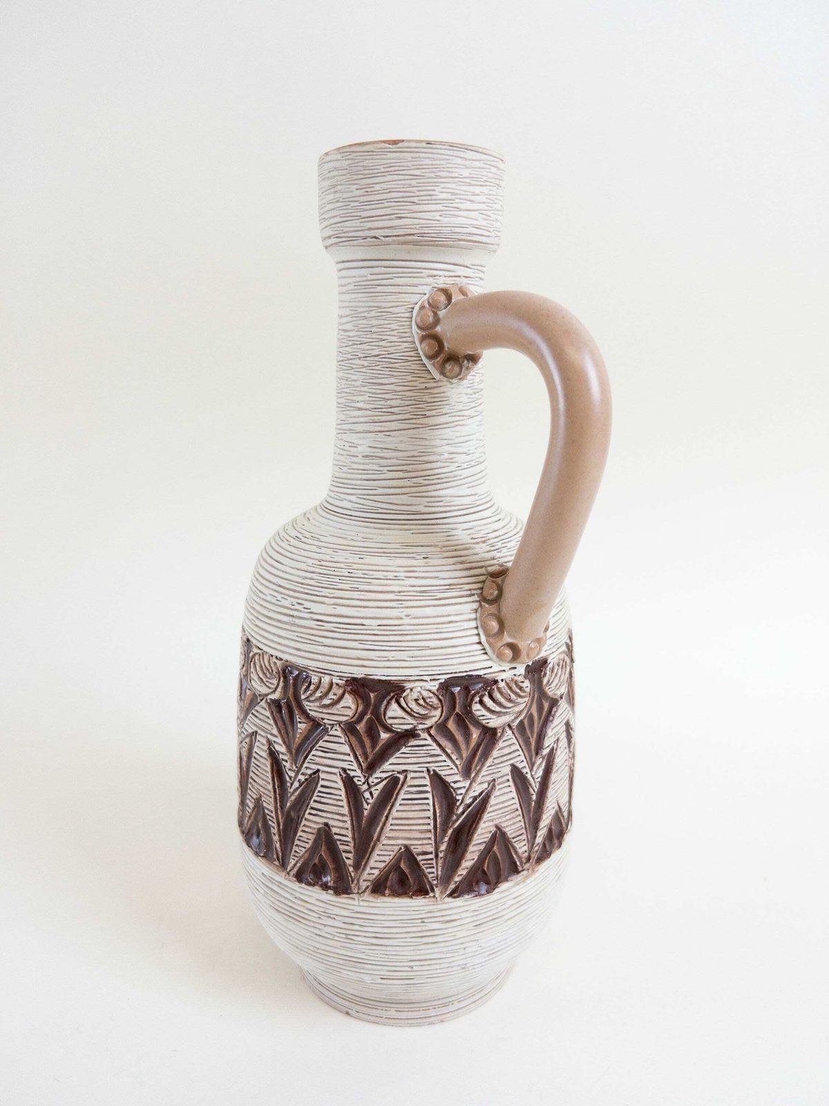 Italian Ceramic Vase By Fratelli Fanciullacci   Cream Brown Toned Vintage Vase photo 120.0