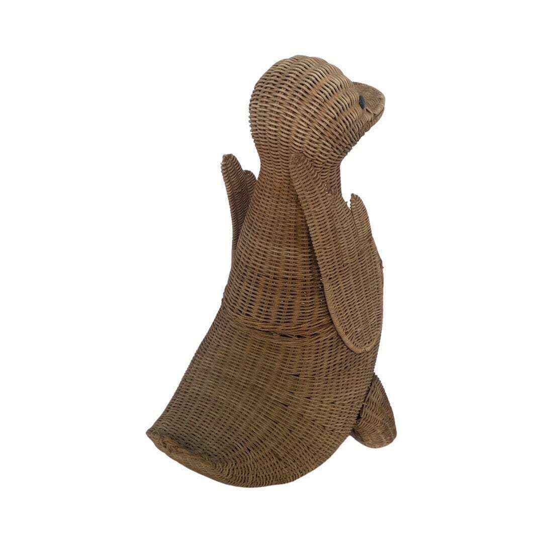 Olivier Cajan   Duck Shaped Laundry Or Newspaper Basket   Wicker / Ratan   1970's photo Home Decor