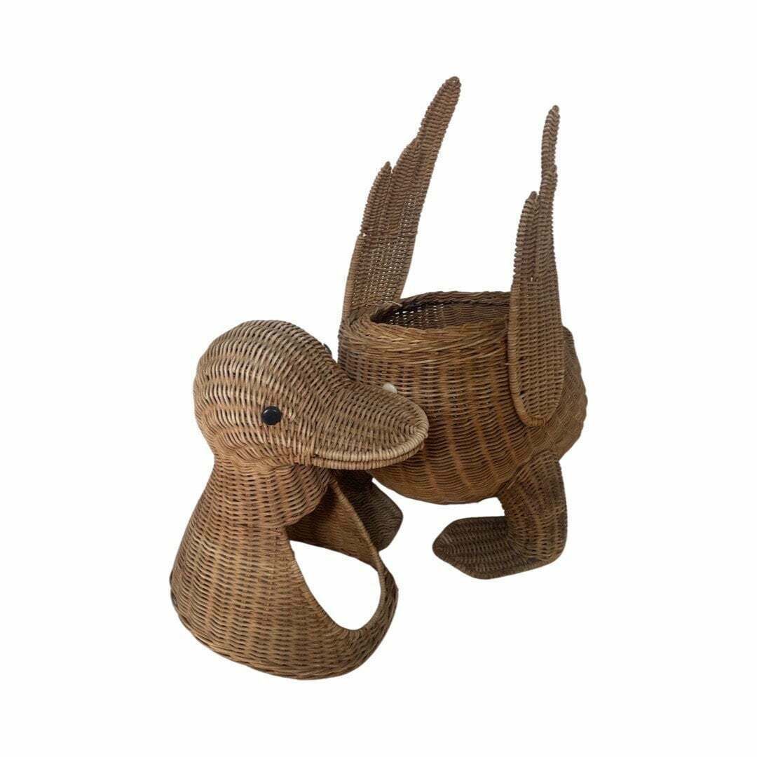Olivier Cajan   Duck Shaped Laundry Or Newspaper Basket   Wicker / Ratan   1970's photo 294.0