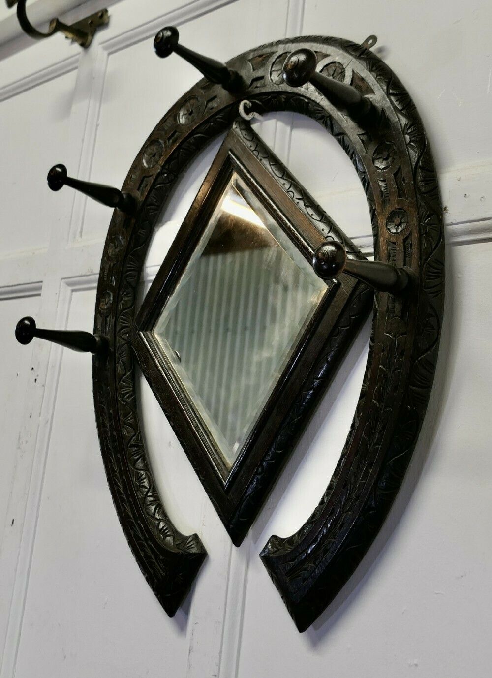 Gothic Horseshoe Coat And Tack Rack With Mirror photo for sale