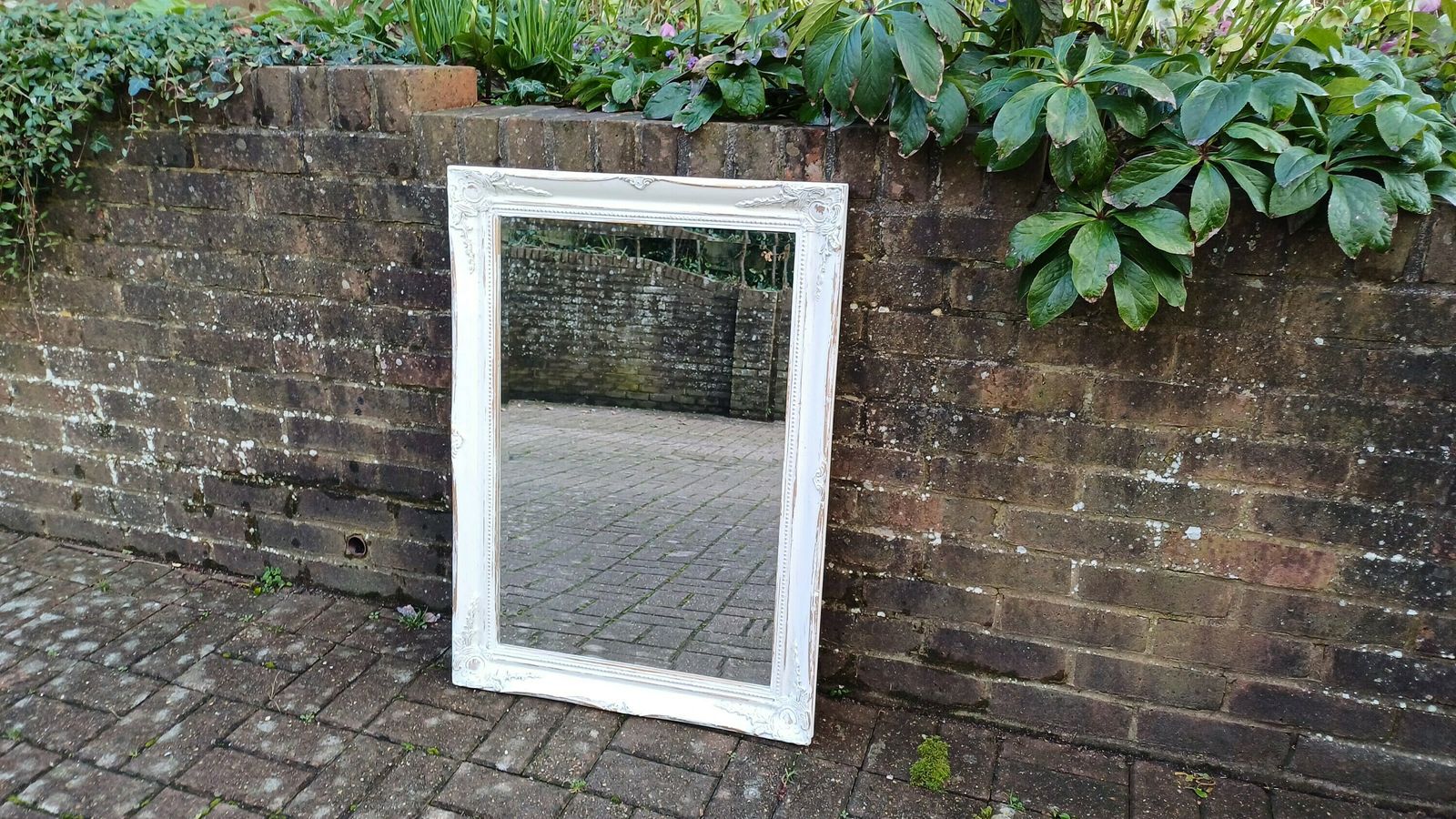 Large Bespoke Painted Shabby Chic Wall Mirror In Farrow And Ball With Gold Decoration photo furniture