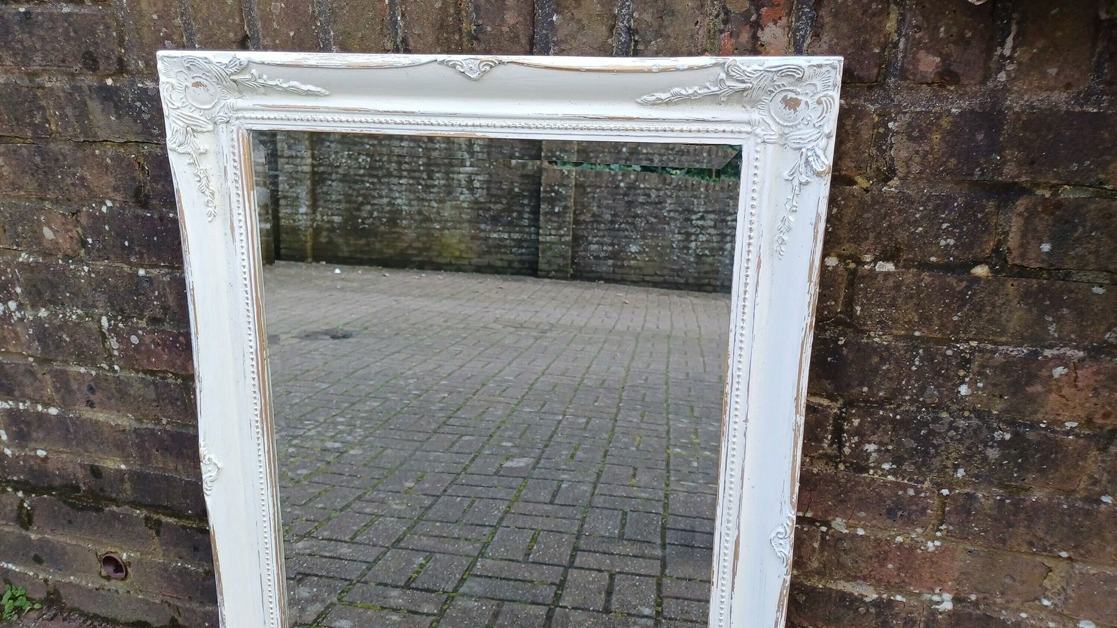 Large Bespoke Painted Shabby Chic Wall Mirror In Farrow And Ball With Gold Decoration photo Home Decor