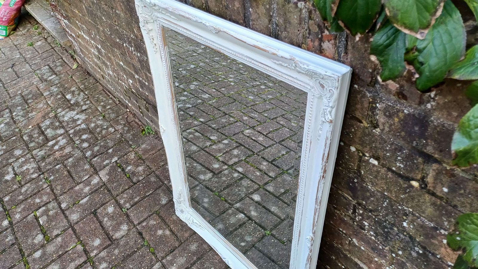 Large Bespoke Painted Shabby Chic Wall Mirror In Farrow And Ball With Gold Decoration photo 275.0