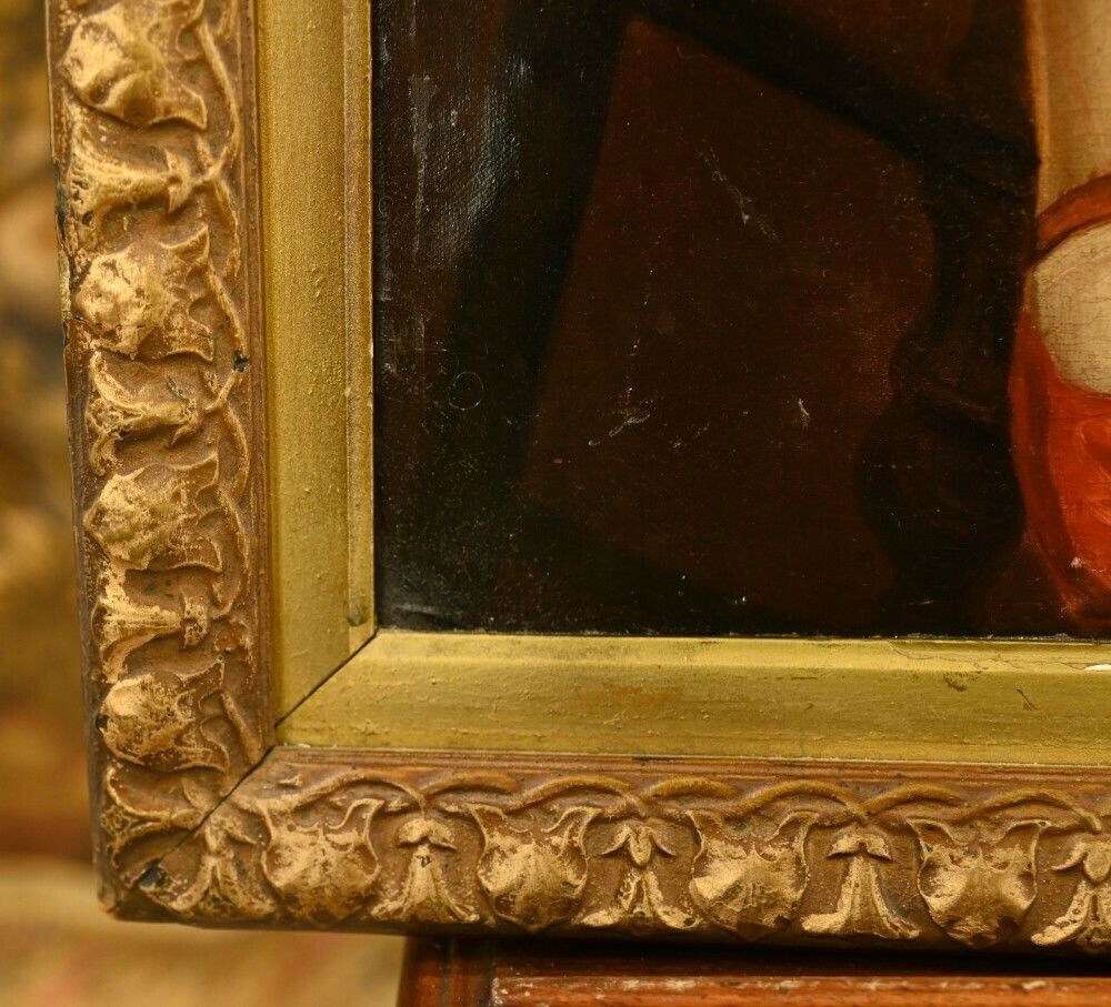 American Primitive Oil Painting Child Portrait 1840 Folk Art photo vinterior