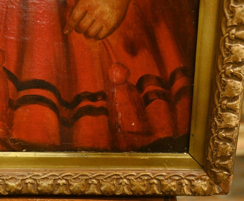 photo for sale American Primitive Oil Painting Child Portrait 1840 Folk Art