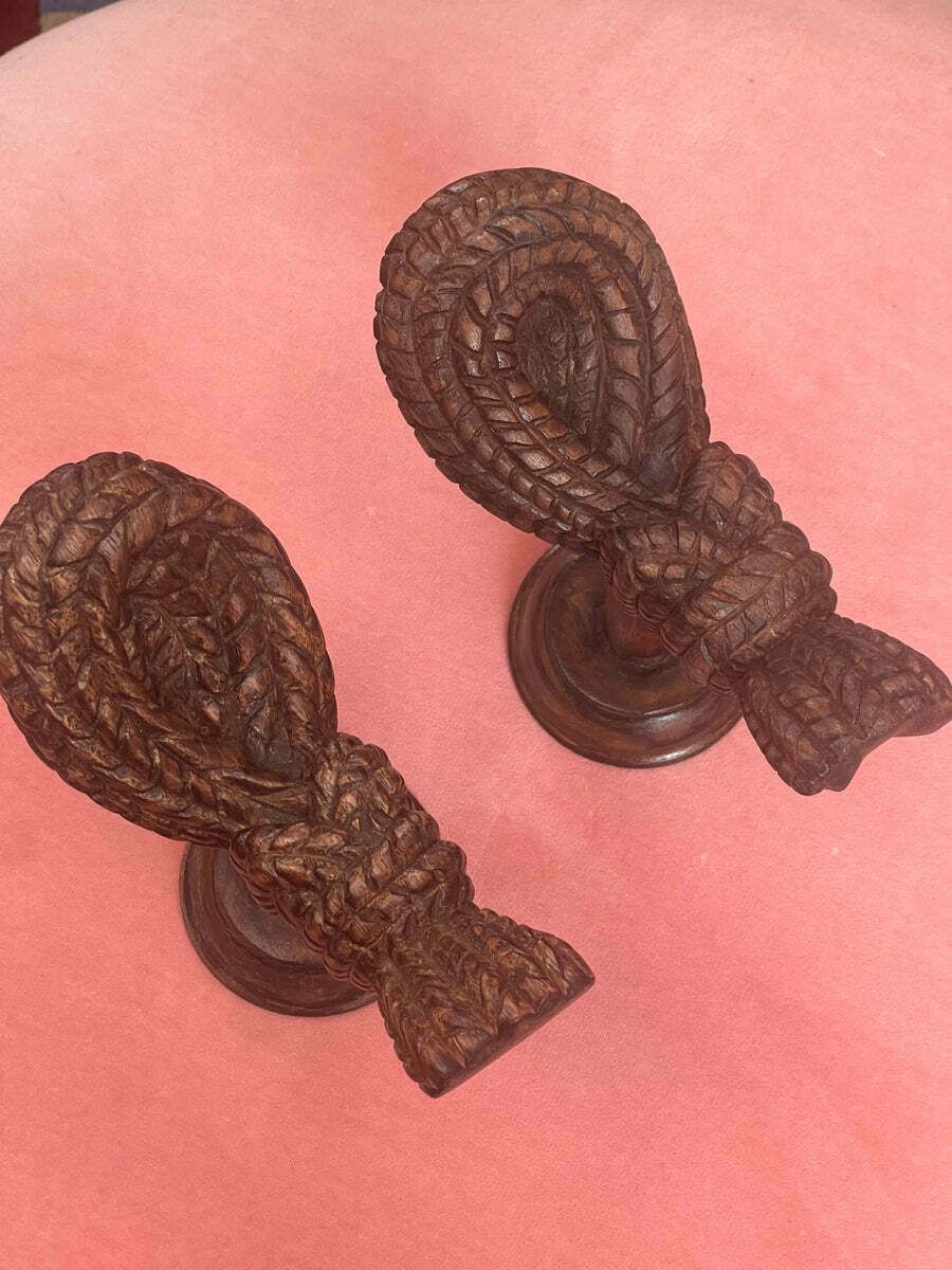 Pair Of Chunky Italian Knot Detail Coat Hooks C.1950 photo for sale