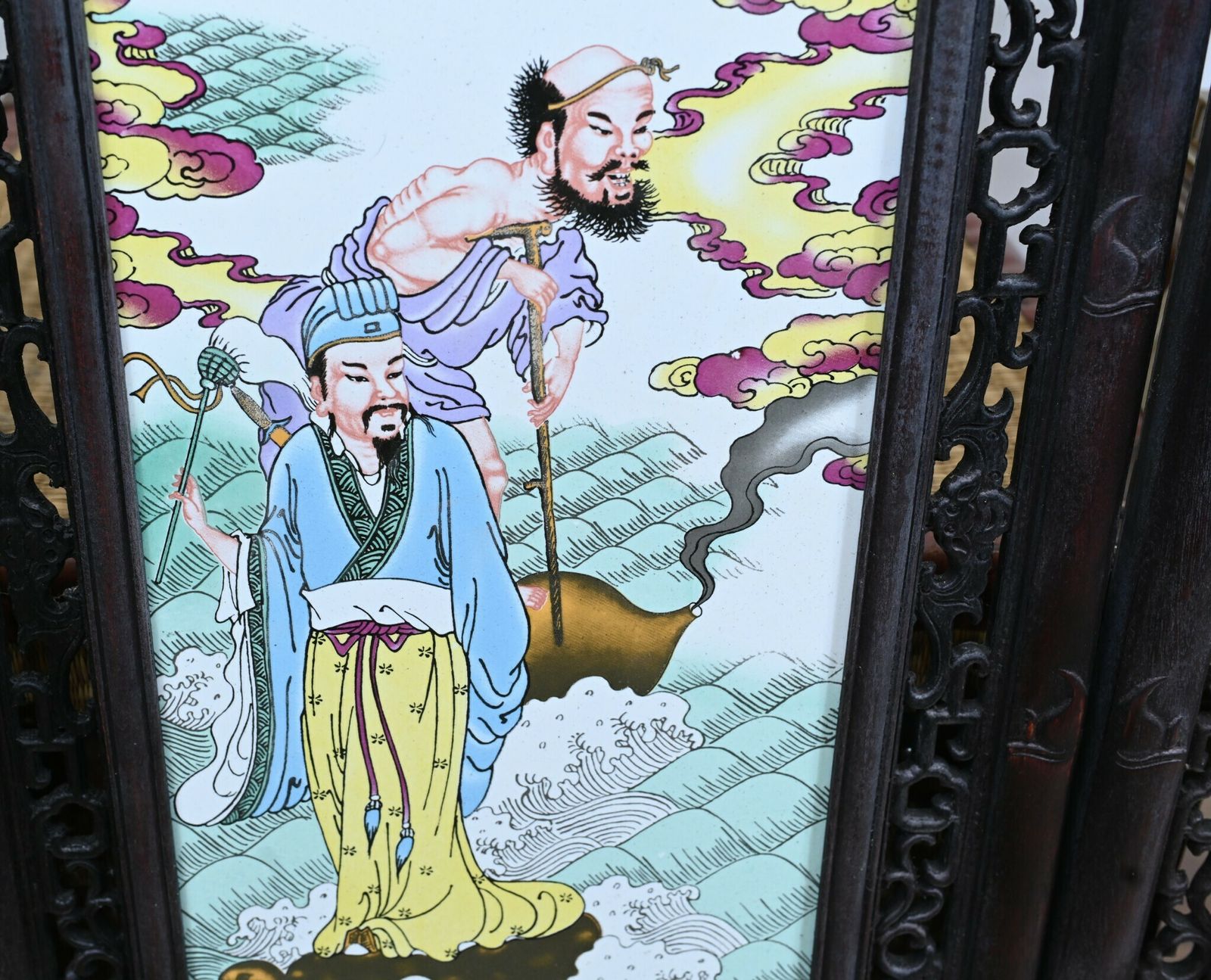 Set Chinese Porcelain Plaques Painted Screens Famille Rose photo for sale