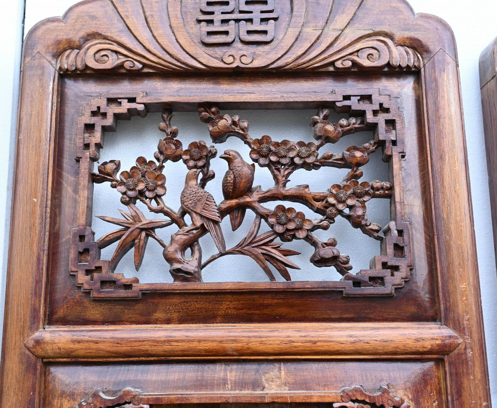 Set Chinese Carved Panels Screen Room Divider 1880 photo vintage