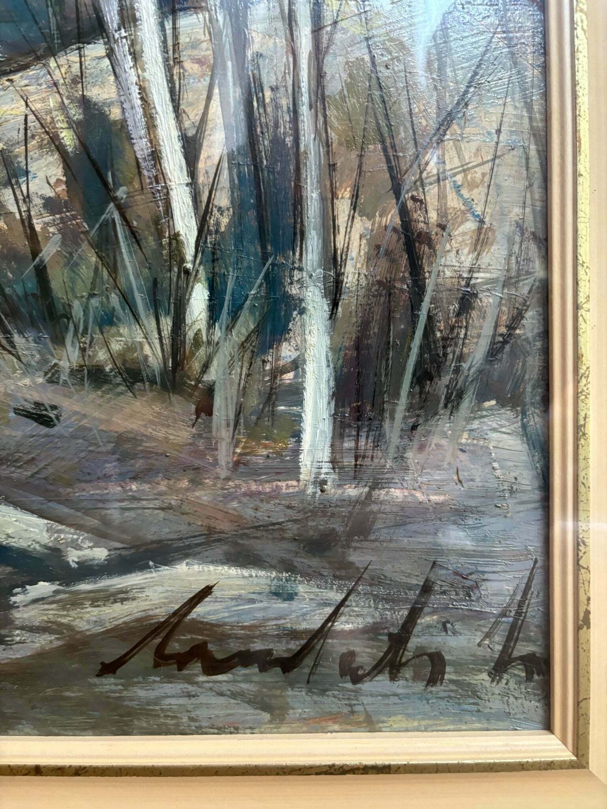 Oil Painting On Canvas Of Landscape By Lamberto Lamberti From The 1970s photo vintage