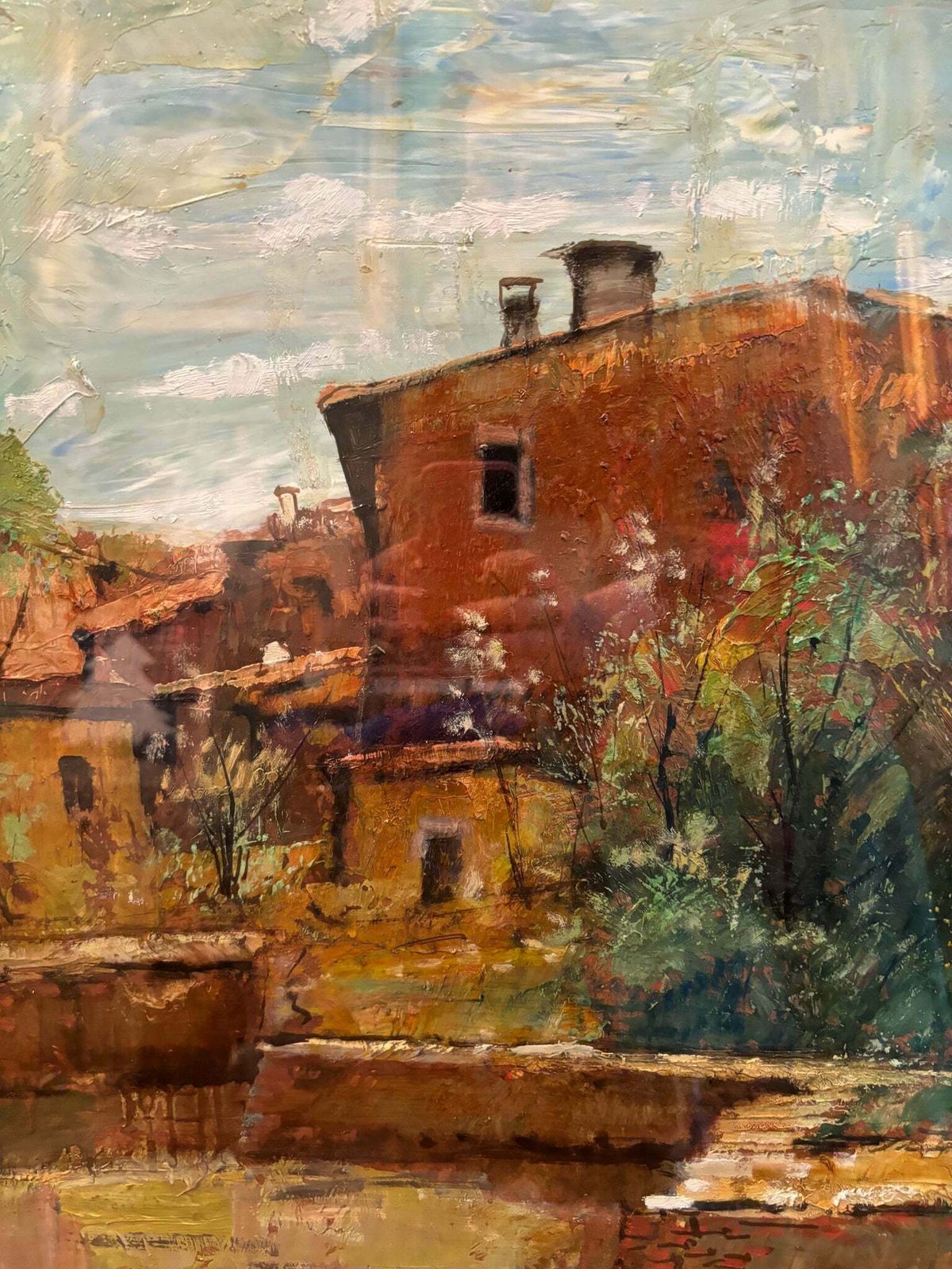 Oil Painting On Canvas Of Landscape By Lamberto Lamberti From The 1970s photo for sale