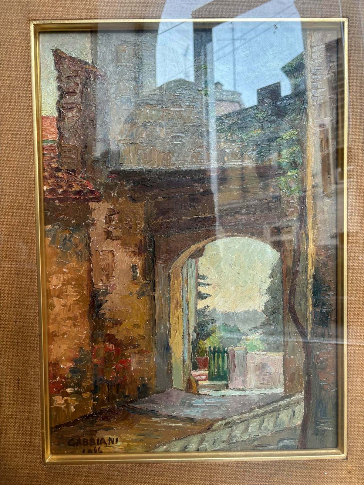 Oil Painting Of An Urban Landscape By Giacomo Gabbiani From The 1950s photo buy