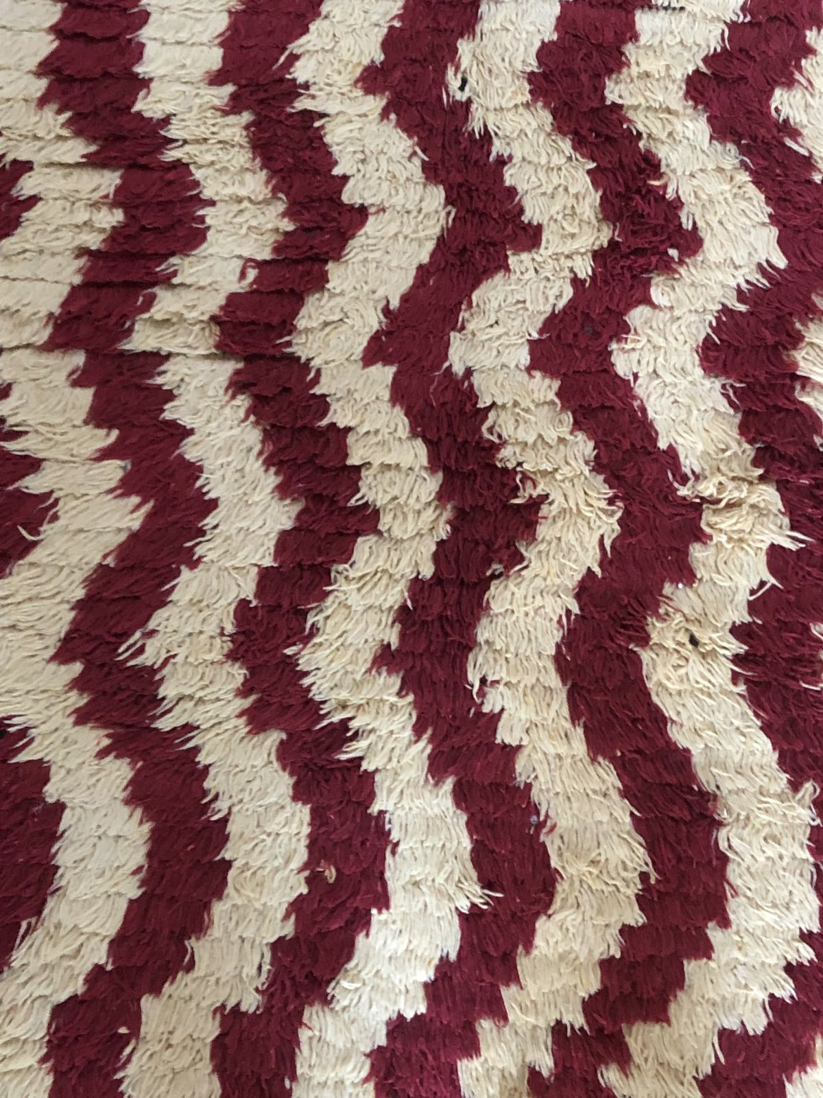 Antique Berber/ Boujad/ Azilal Red And Cream White Wave Runner photo for sale