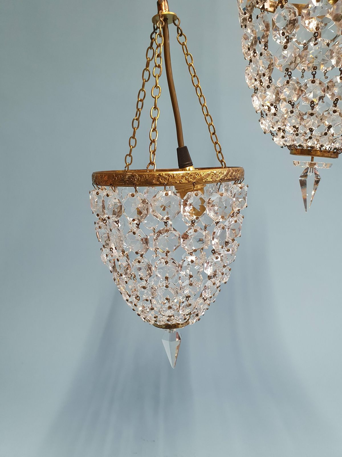 Early 20th Century Small Pair Of Bag Chandelier photo Lighting