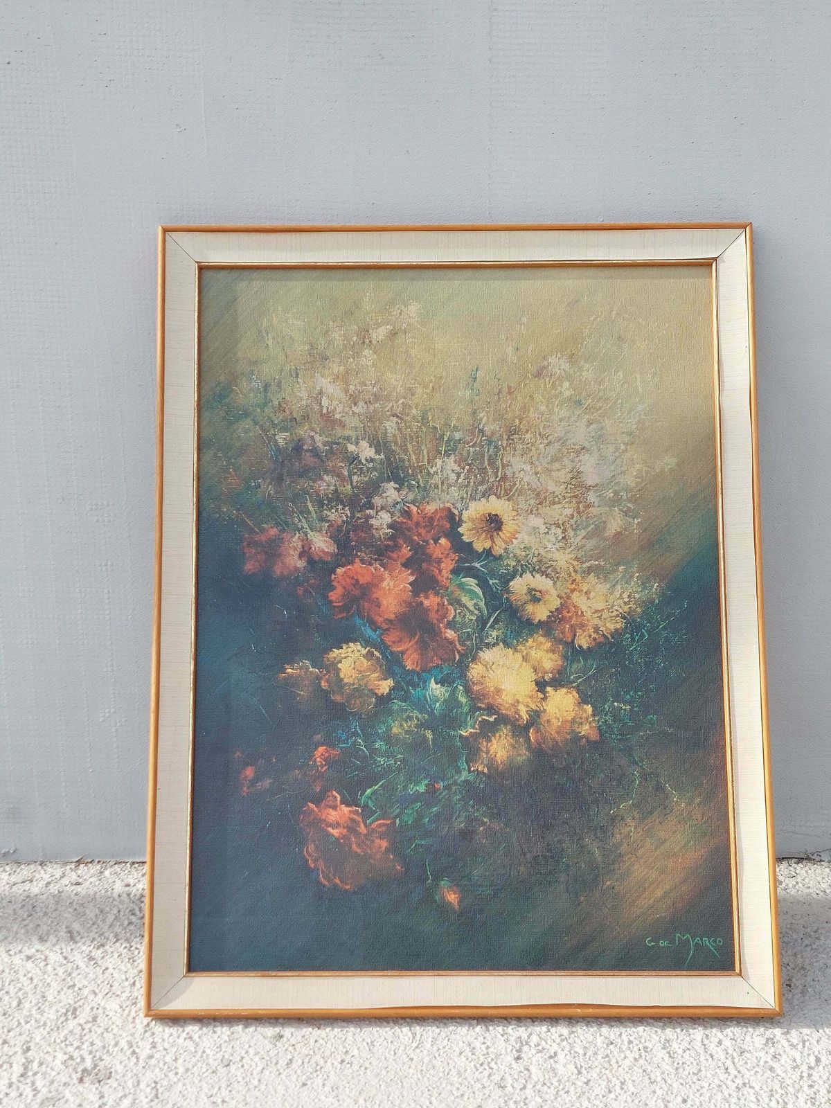 Print "Summer Bouquet" / Framed Print/ Summer Bouquet / By J De Marco / Mcm Print/ Wall Decor / Mcm Framed Print / Vintage Wall Decor / 80's photo Art