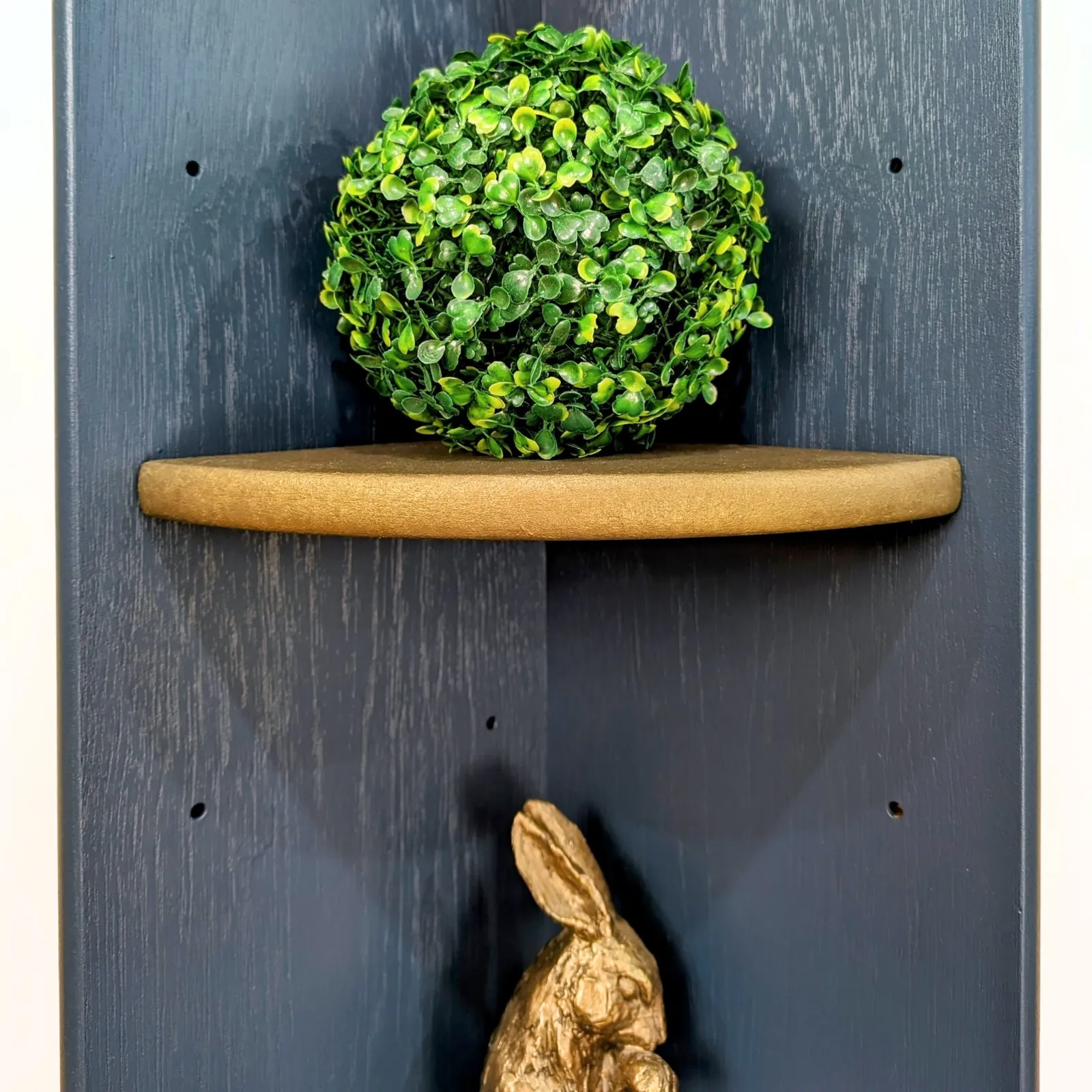 Nathan Squares Corner Unit, Teak Mid Century Modern Display And Storage, Gin Or Cocktail Bar. Painted In Deep Navy With Bronze Metallic Details photo vintage